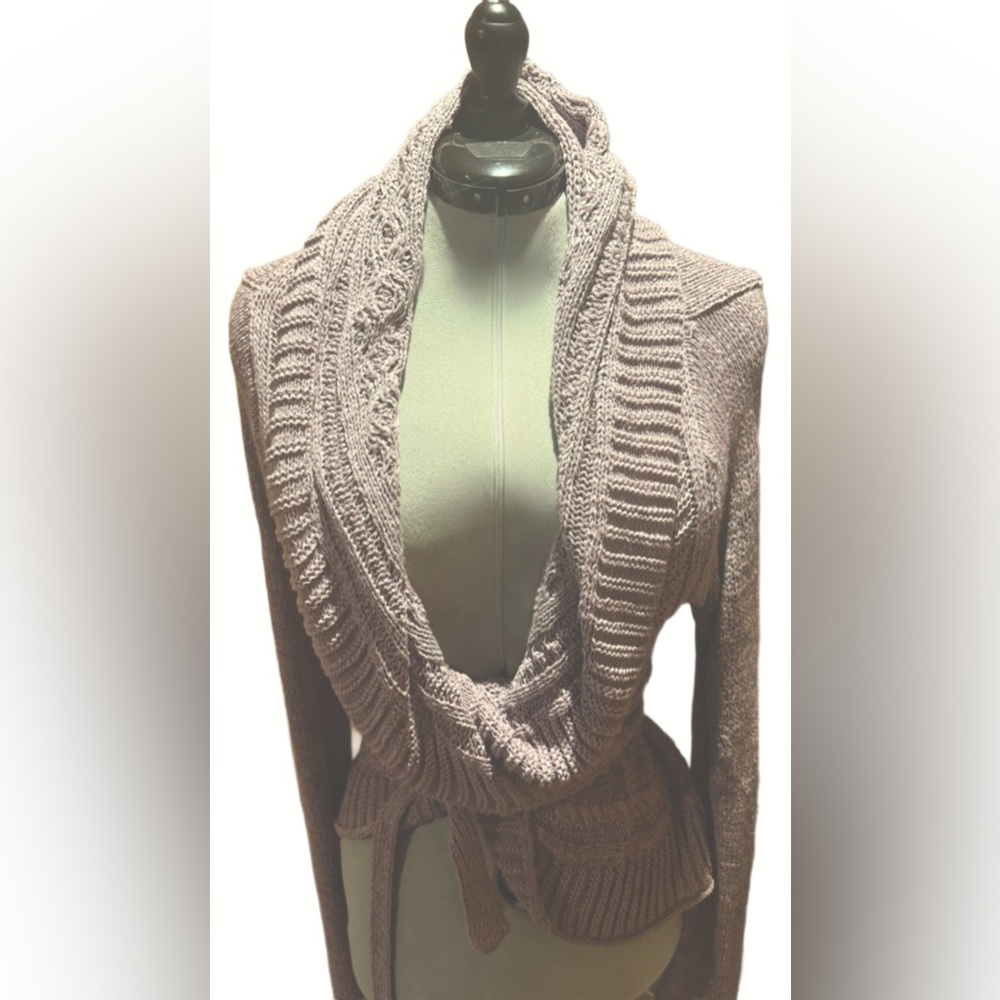 BCBGMaxazria Shawl Collar Wrap Cardigan Dusty Lilac - Size L (12/14)